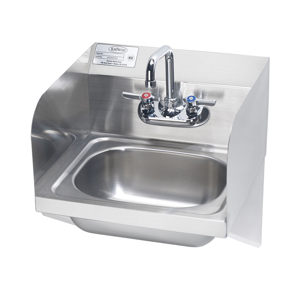 Krowne Metal HS-23 - Wide Hand Sink with Side Support Brackets and Side Splashes