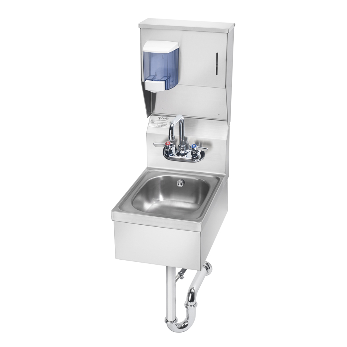 Krowne Metal HS-37 - 12" Wide Space Saver Hand Sink with Soap & Towel Dispenser and P-Trap with Overflow