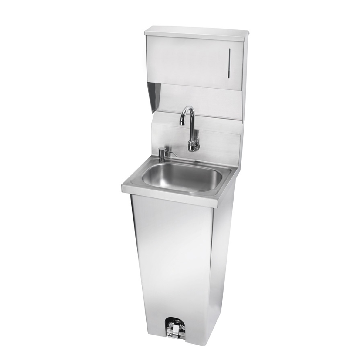 Krowne Metal HS-39 - 16" Wide Foot Valve Pedestal Hand Sink with Soap & Towel Dispenser