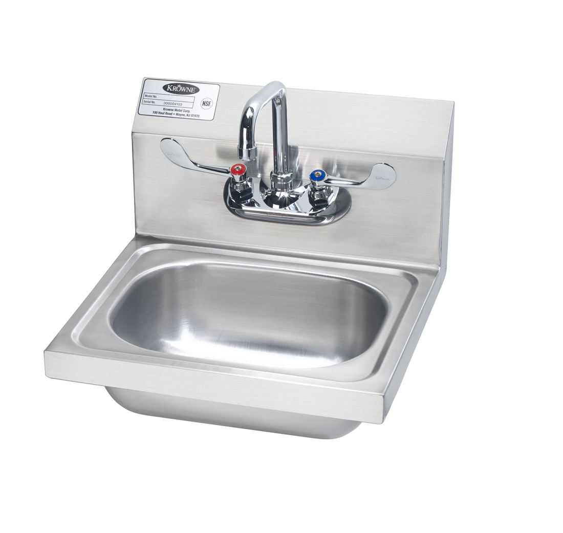 Krowne Metal HS-43 - 16" Wide Hand Sink With Wrist Blade Handles