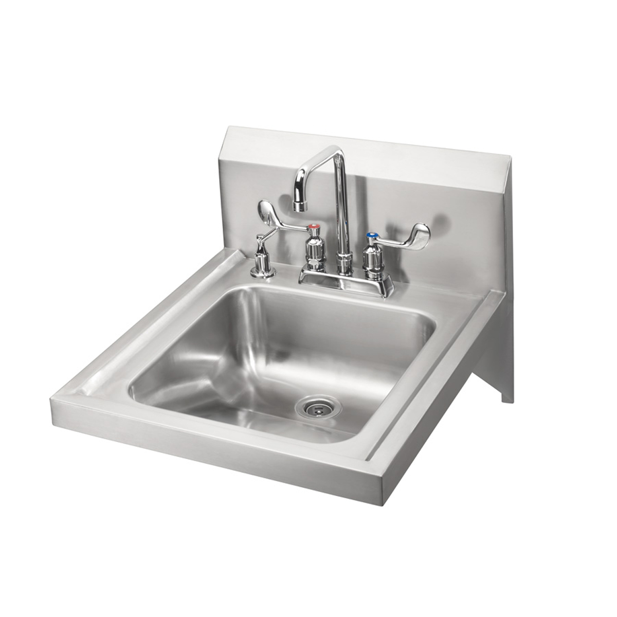 Krowne Metal HS-50 ADA Compliant Hand Sink with 4" Center, Deck Mount, 6" Double-Bend Gooseneck Faucet