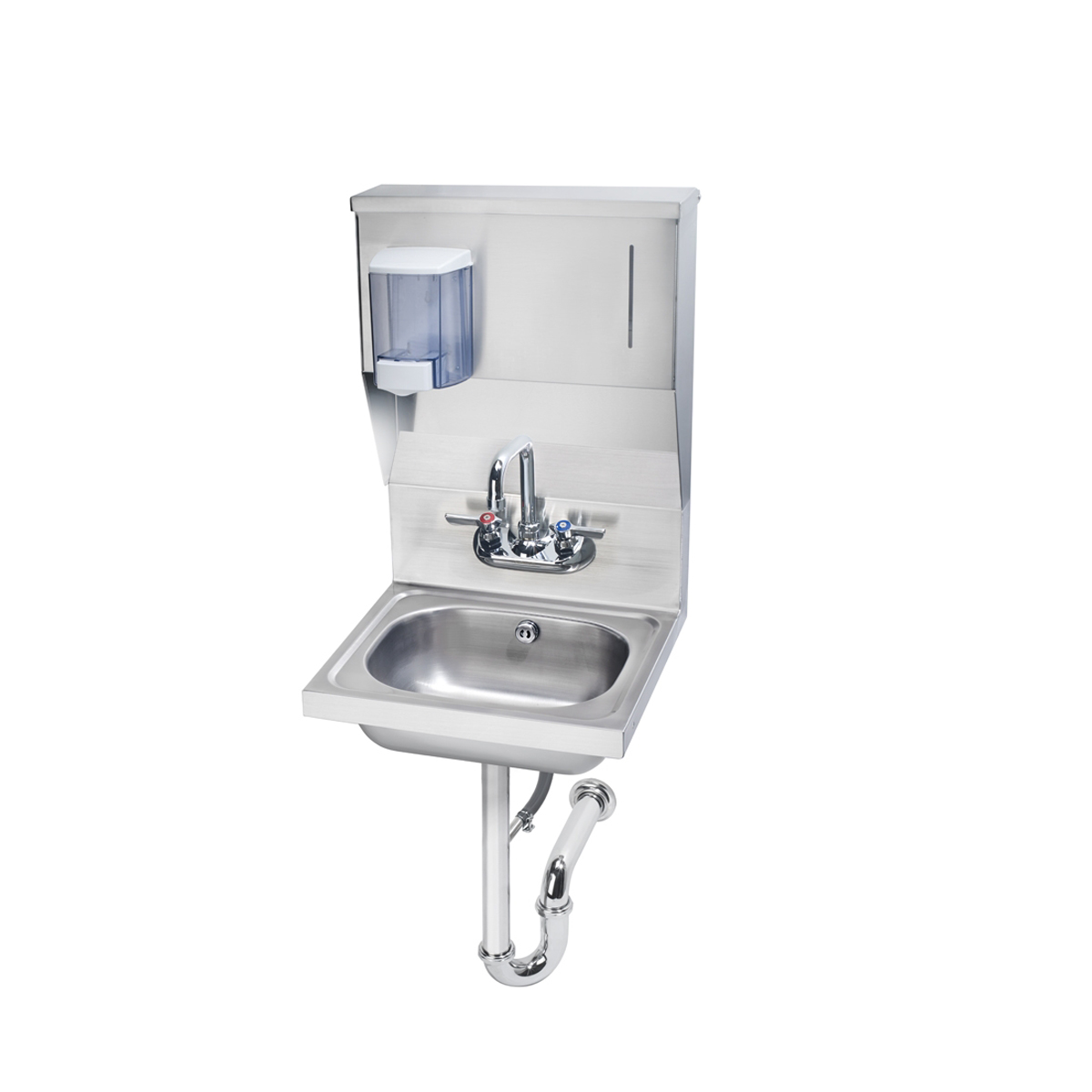 Krowne Metal HS-7 - 16" Wide Hand Sink with Soap & Towel Dispenser with P-Trap