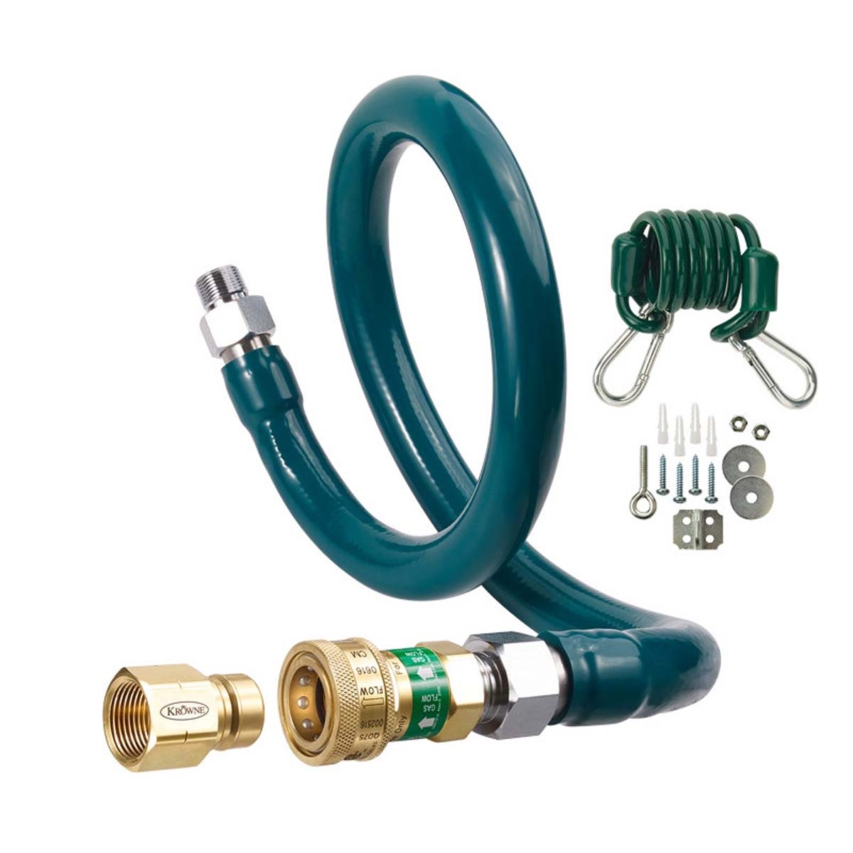 Krowne Metal M10024K2 Royal Series 1" x 24" Gas Connector Kit 2 (Gas Hose, Quick Disconnect, Restraining Kit)