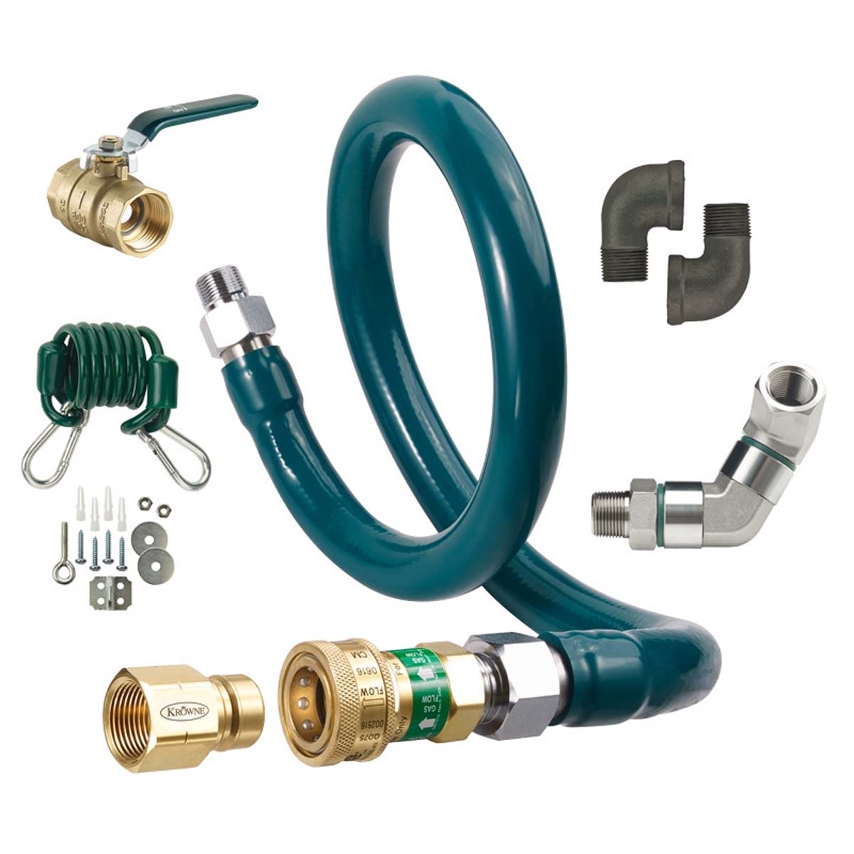 Krowne Metal M10060K9 Royal Series 1" x 60" Gas Connector Kit 9 (Complete Kit with 1 Swivel)