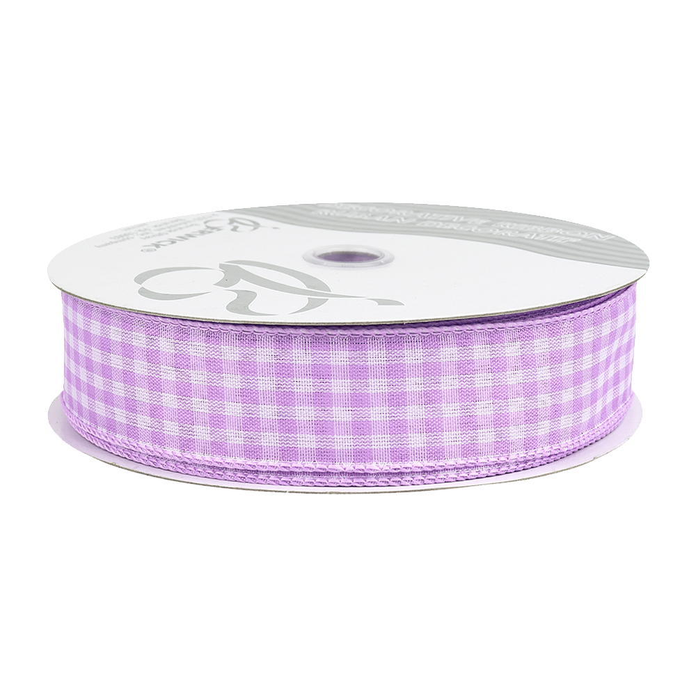 Lavender & White Gingham Ribbon, 1-1/2" Wide, 50 Yards