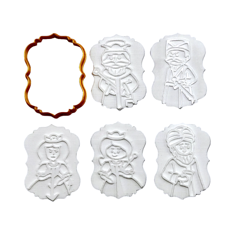 Lil Miss Cakes Purim Cast Characters Cutter and Embossers, 3" - 6 Piece Set