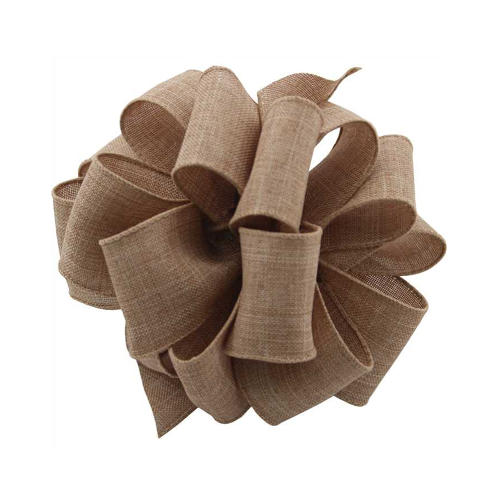 Linen Wired Edge Ribbon 2-1/2", Natural - Roll of 50 Yards