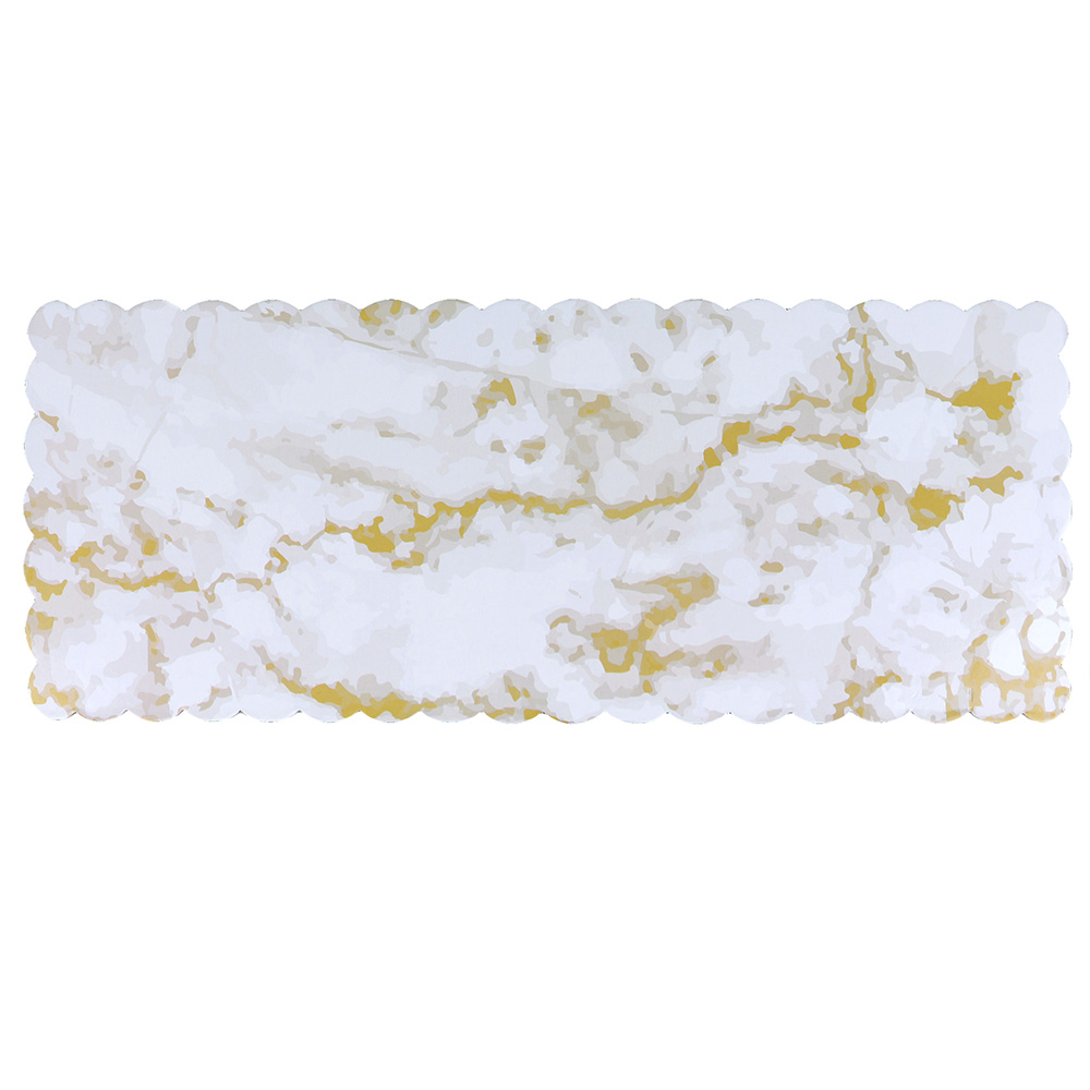 Marble-Colored Scalloped Log Cake Board 16-1/2" x 6-1/2" - Case of 50