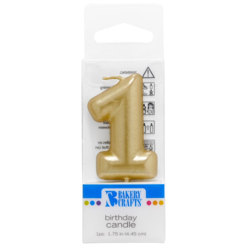 Mini Gold 'Number One' Candle, 1" x 0.4" x 2.75"