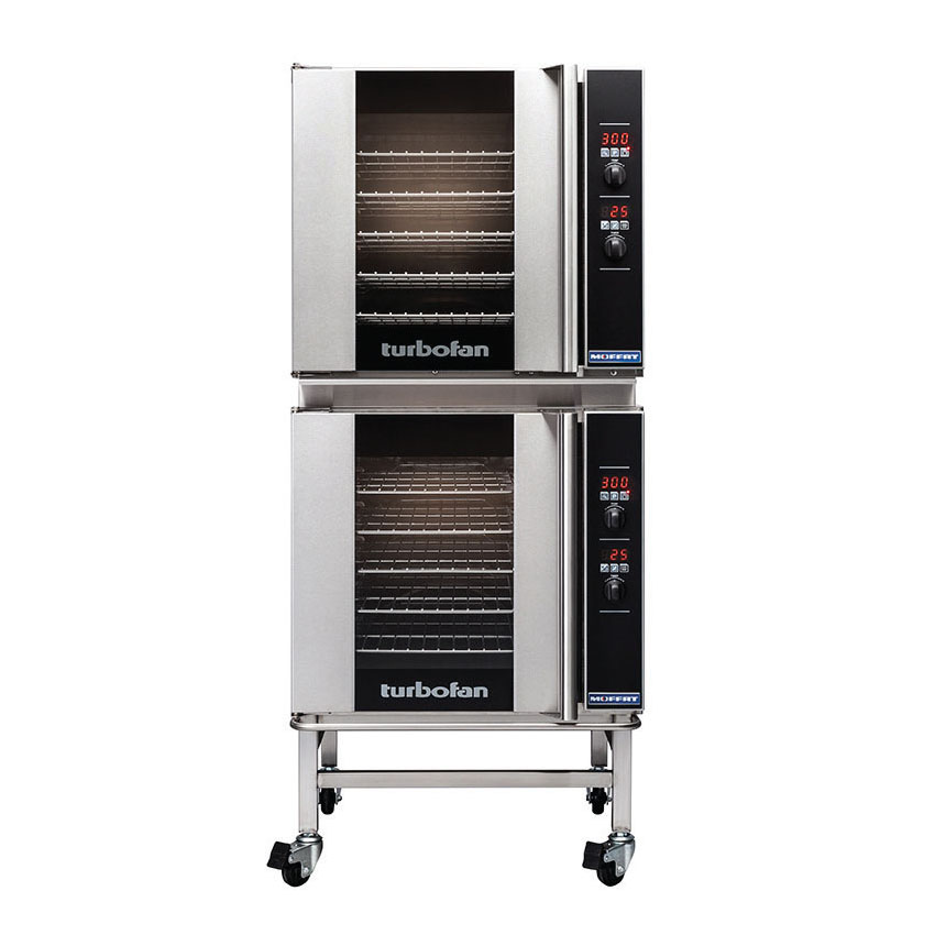 Moffat E32D5/2C Turbofan Digital Electric Double Deck With Stacking Kit and Casters Convection Oven