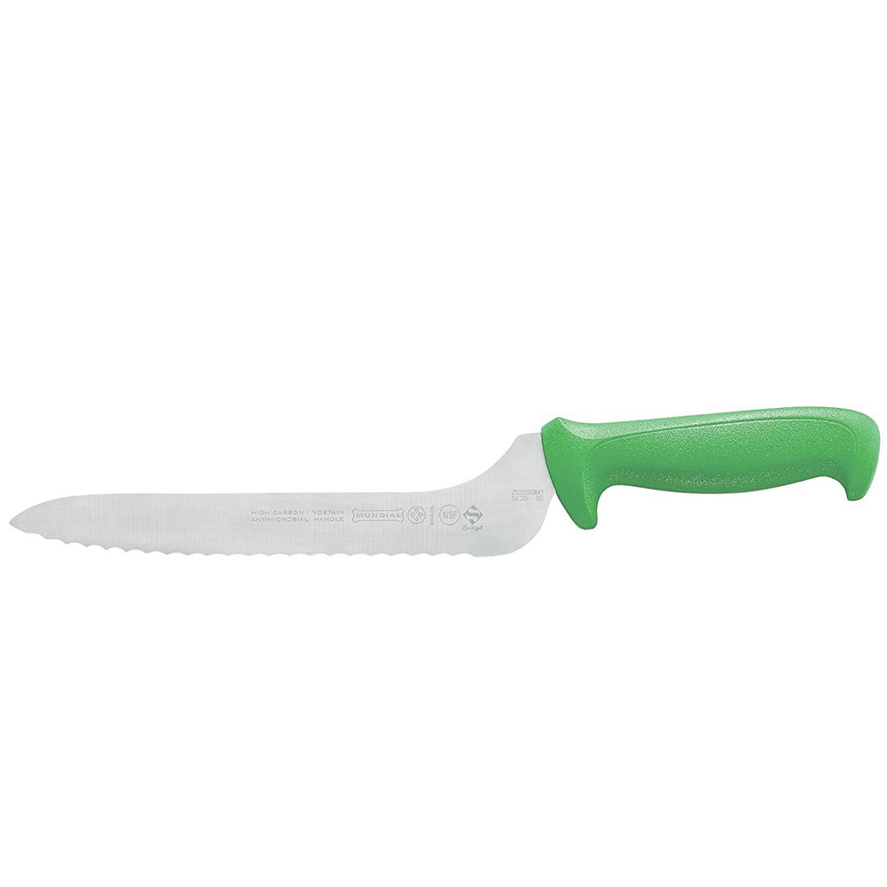 Mundial Green Offset Serrated Sandwich Knife 9" 