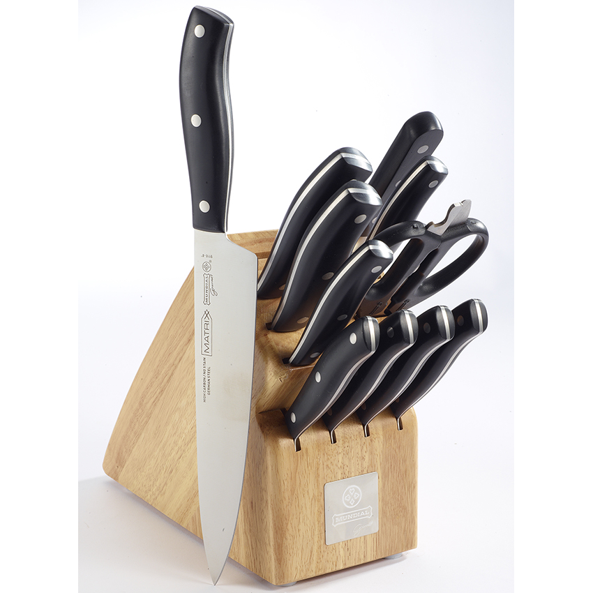 Mundilal 910012 Black Handles 12 Piece Block Knife Set Mundial Knife