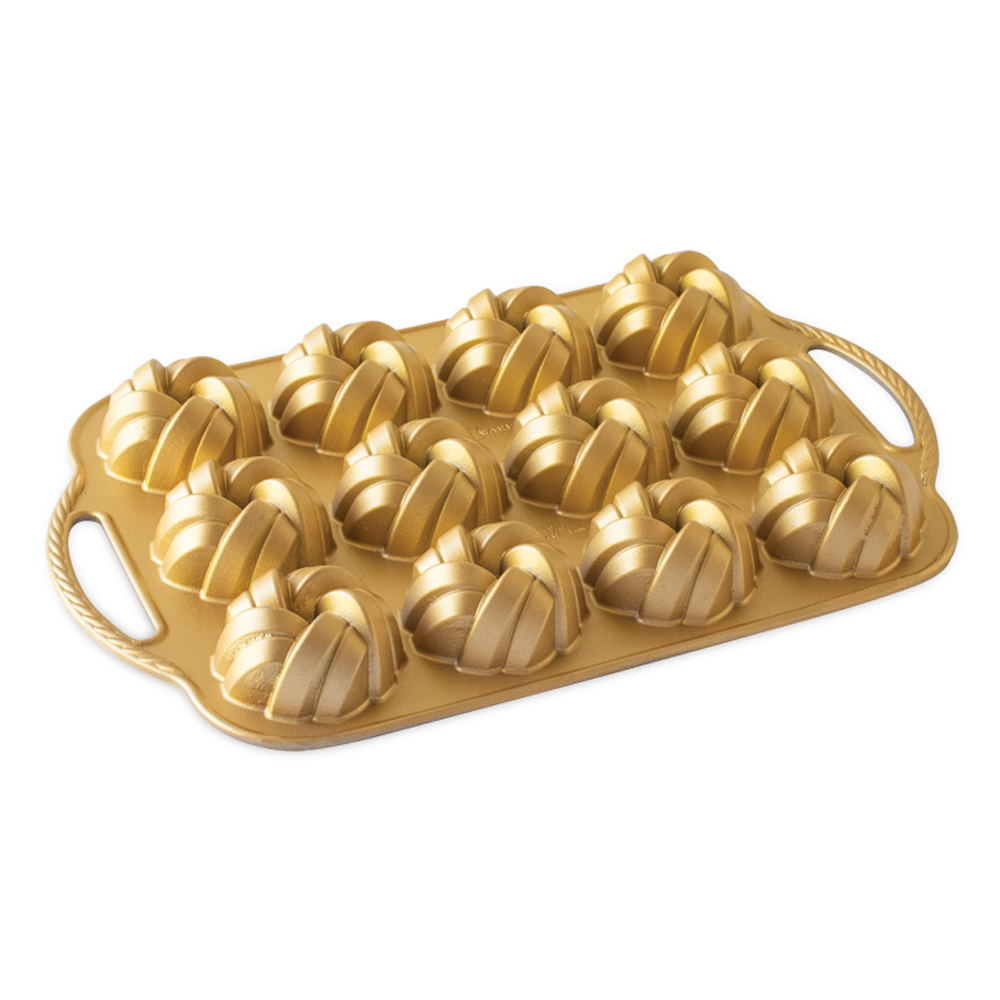 Nordic Ware 75th Anniversary Braided Mini Bundt Pan, 12 Cavities