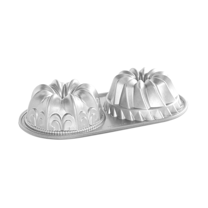 Nordic Ware Bundt Duet Pan, Fleur de Lis & Heritage Design, 2.5 cup