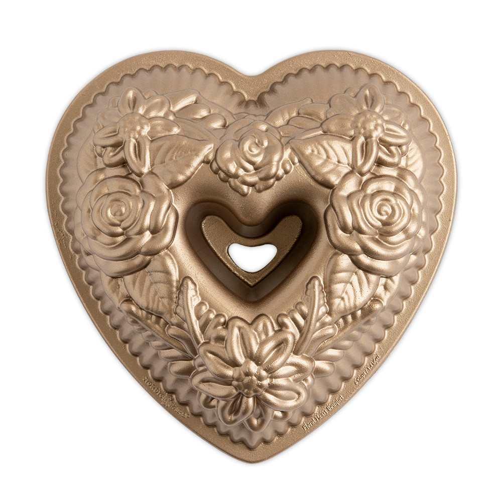 Nordic Ware Floral Heart Bundt Pan, 6 Cup