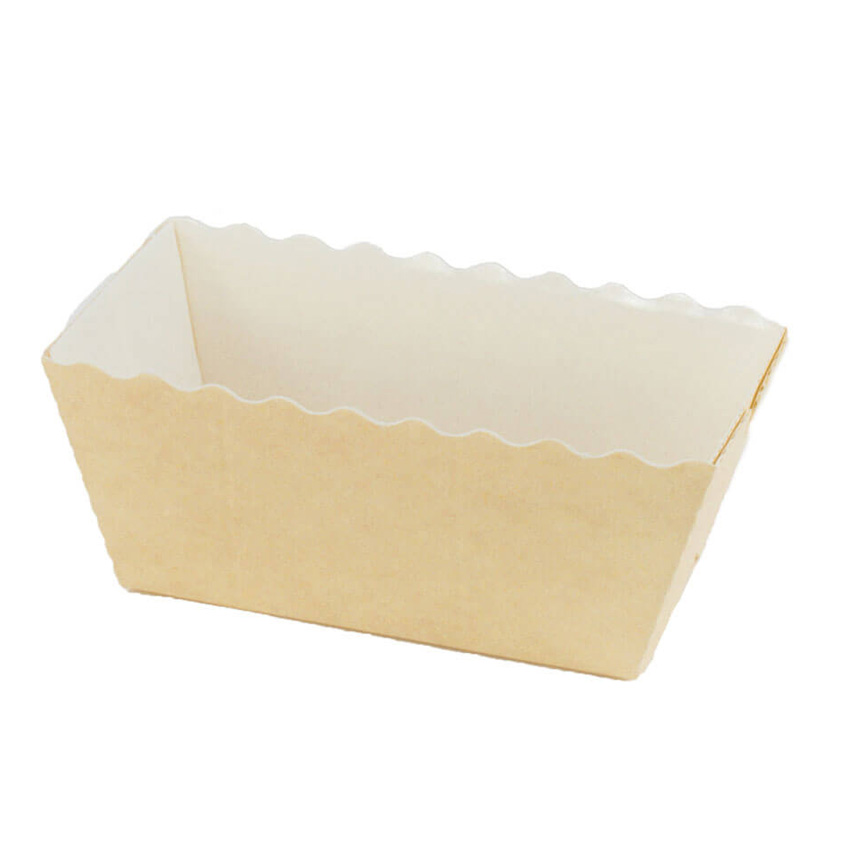 Novacart Beige / White Easybake Paper Baking Mini Loaf Pan, 3-1/8" x 1-9/16" x 1-5/8" High, Case of 500