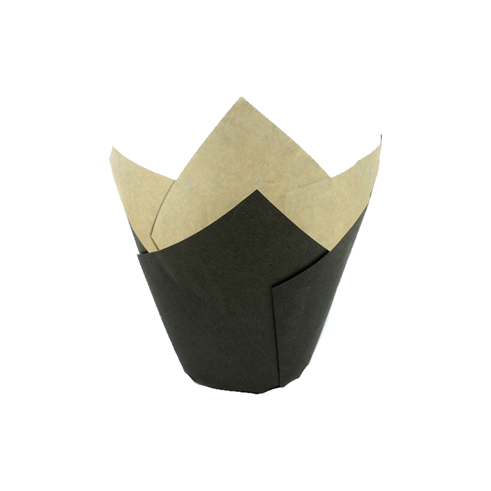Novacart Black Exterior, Ecru Interior Elite Grease-Proof Tulip Baking Cup, to 3-1/2