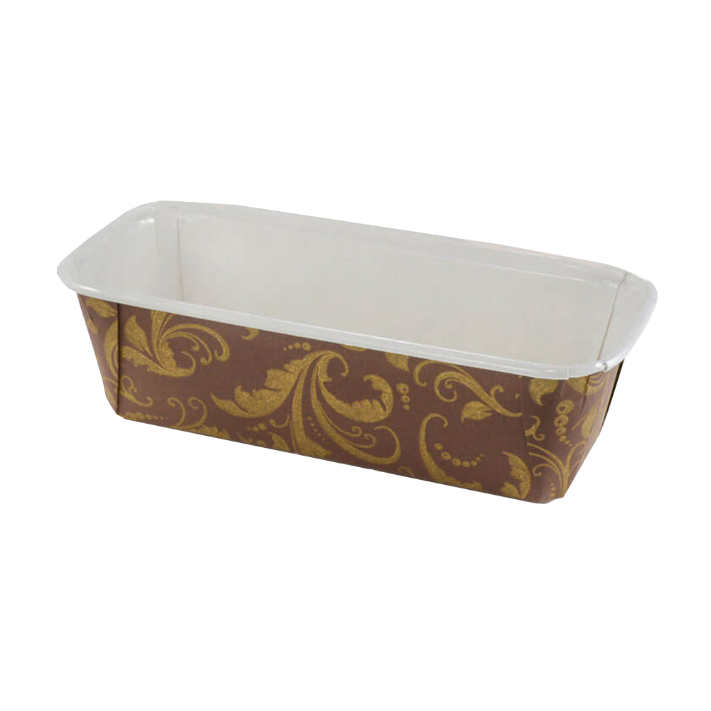 Novacart Brown and Gold Plumpy Loaf Baking Mold, 6-1/4" x 2-1/8" x 2" - Case of 720