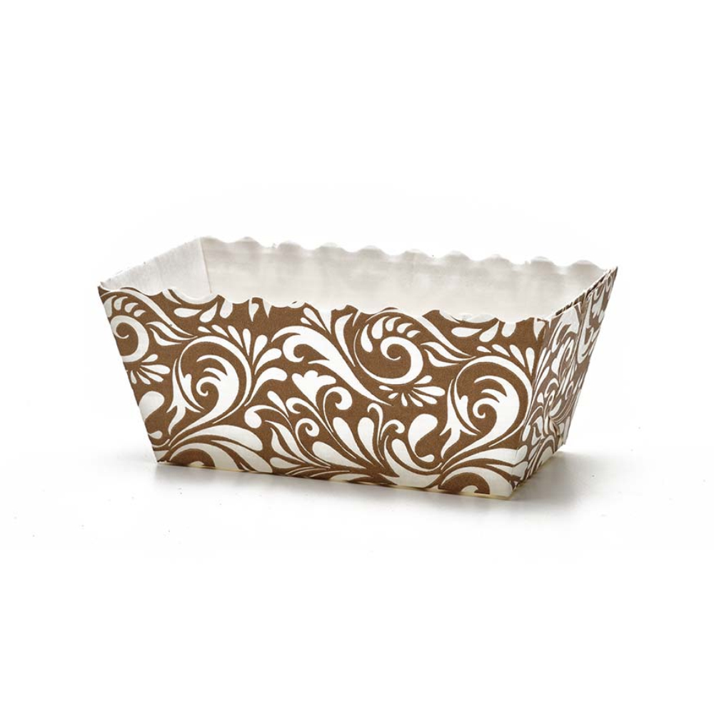 Novacart Brown Floral Easybake Loaf Baking Mold, 3-1/4" x 1-1/4" x 1-1/4" - Case of 1350