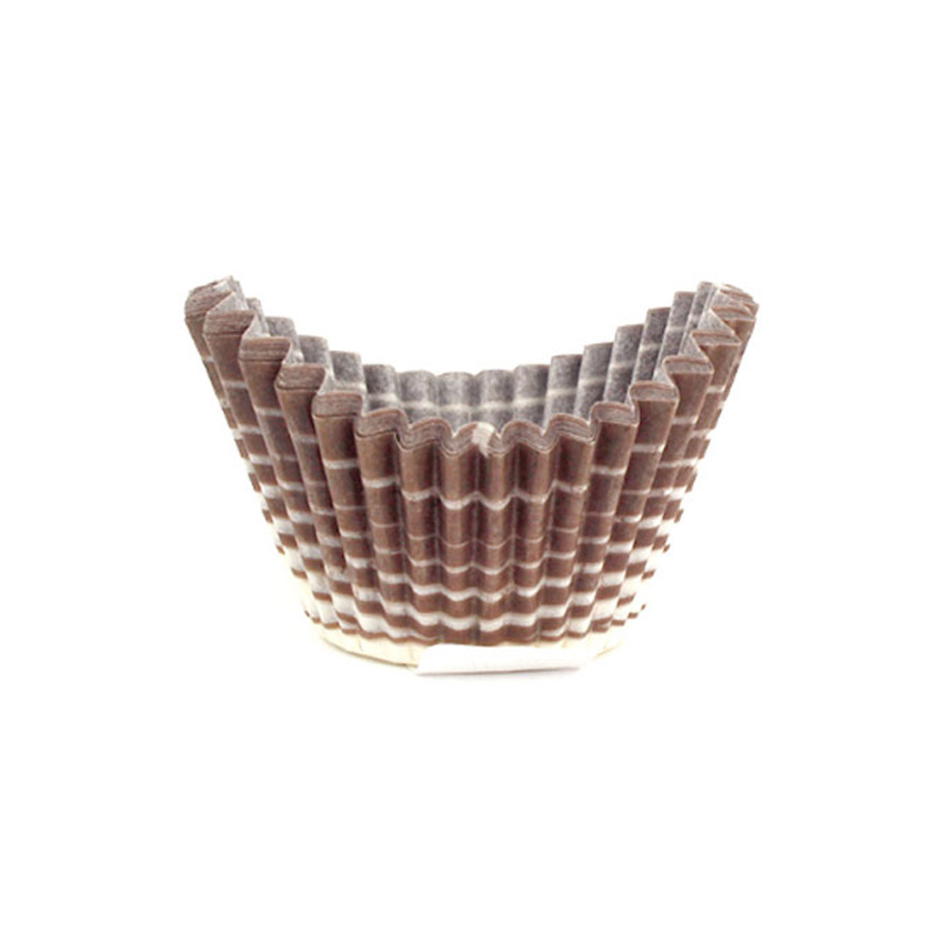 Novacart Brown Pattern Boat Shaped Paper Cup, 1-3/4" Base Dia., 1-5/16" Highest Point, 5/16" Lowest Point, Case of 2000