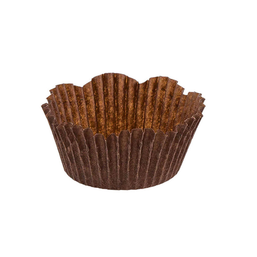 Novacart Disposable Brown Petal Paper Baking Cup, 2" Bottom x 1 1/4" High - Case of 10000