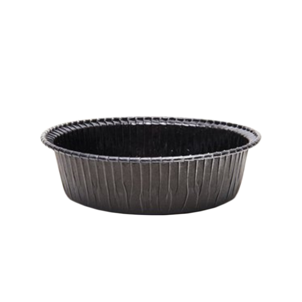 Novacart Ecos Poly-Coated Round Black Paper Baking Mold, 5-5/8" Dia. x 1-3/4" High - Pack of 10