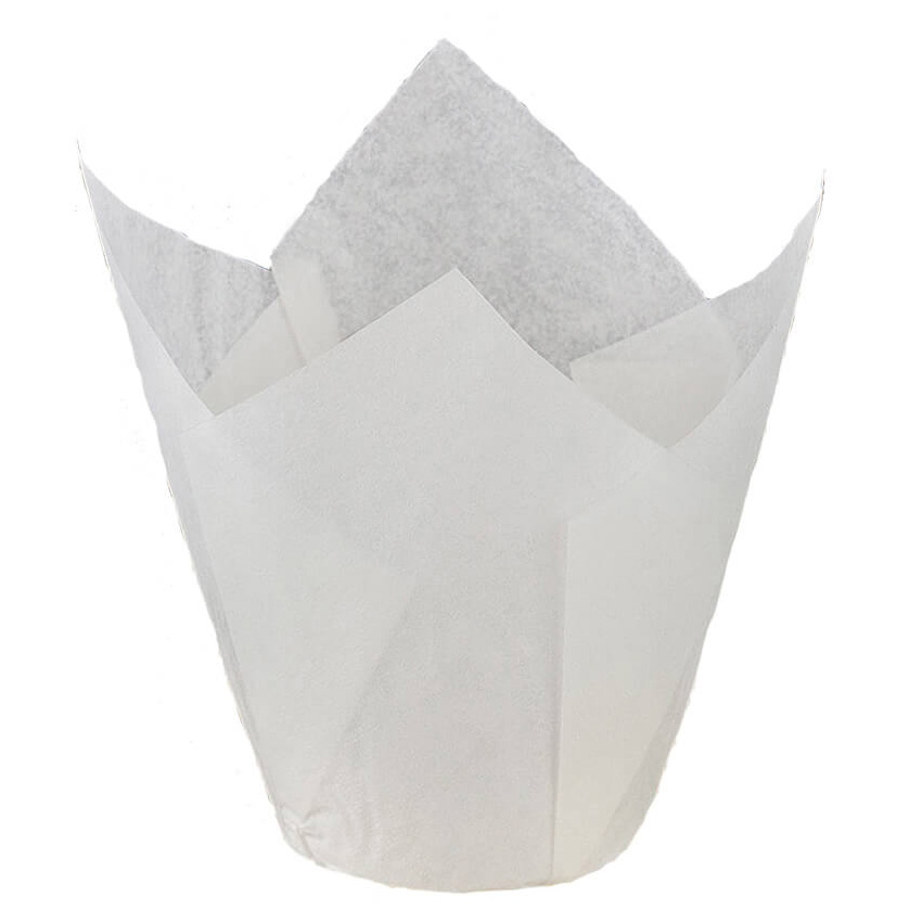Novacart Mini White Tulip Disposable Baking Cup, 1-3/8" to 2-1/2" High x 2" Dia., Case of 3600