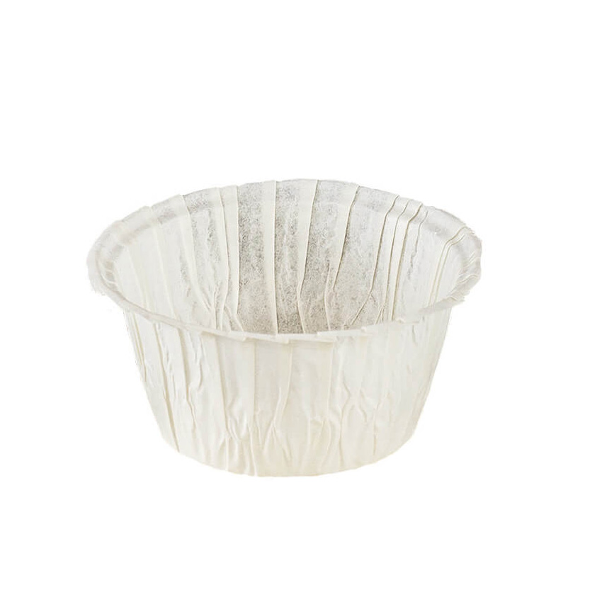 Novacart PBA65 Silicone Treated White Paper Muffin Cup 2-3/8" Bottom Diameter x 1-9/16" High - Case of 5000