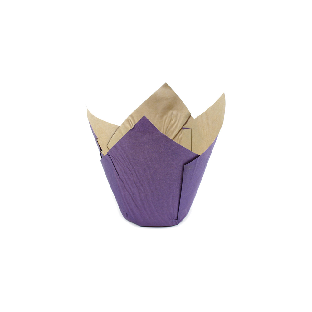 Novacart Purple Exterior, Ecru Interior Elite Grease-Proof Tulip Baking Cup, to 3-1/2