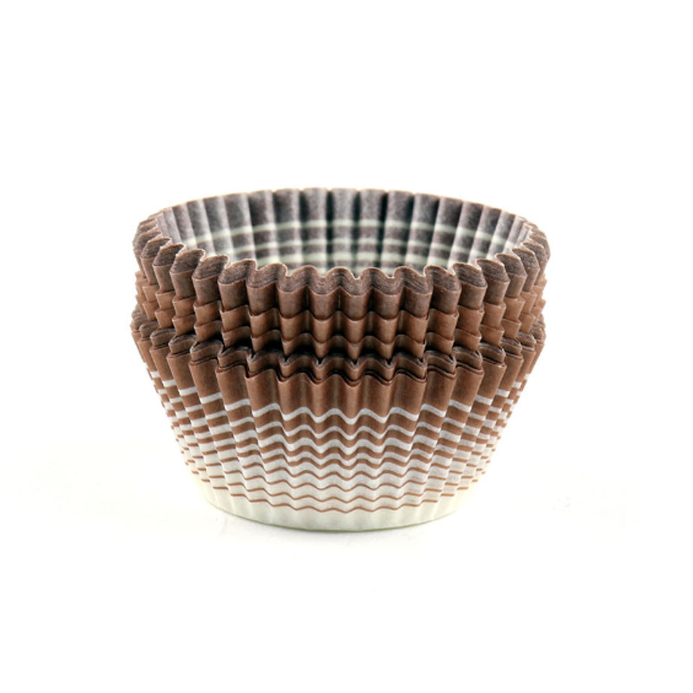 Novacart Round Paper Cup, Brown Patterned Outside, 1-3/8" Base Diameter, 13/16" High, Case of 2000