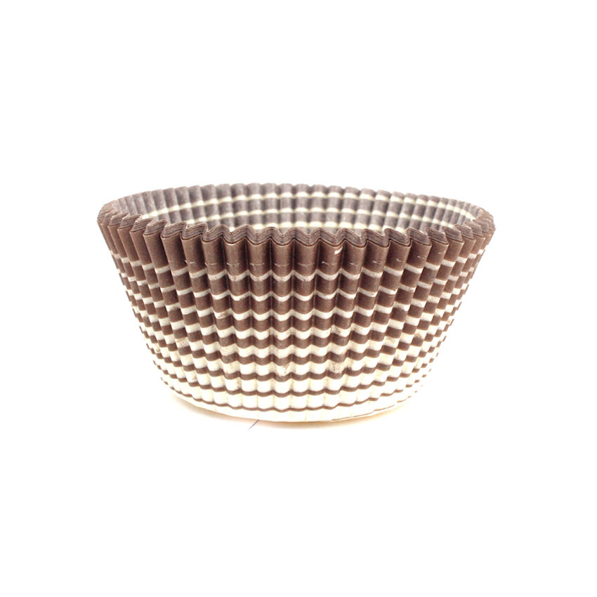 Novacart Round Paper Cup, Brown Patterned Outside, 2" Base Diameter, 1 3/8" High, Pack of 200