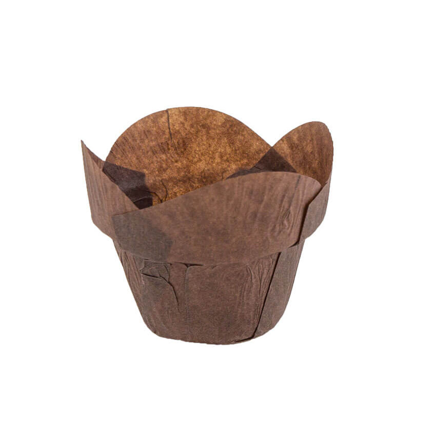 Novacart Round Tip Step Lotus Brown Paper Baking Cup, 2" Bottom x 2-7/8" High Point - Pack of 150