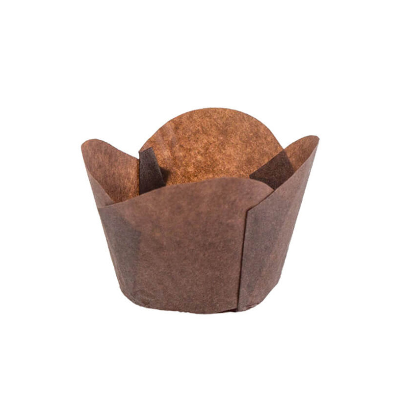 Novacart Round Tip Lotus Brown Paper Baking Cup, Bottom x High Point - Pack of 225