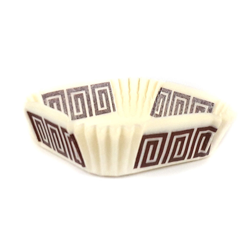 Novacart Square Paper Cup, Greek Key Design 2-5/16" x 2-5/16" Base, 13/16" High, Case of 1000