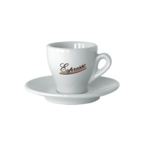 Nuova Point Espresso Porcelain Cup and Saucer Set, Off-White - Pack of 12