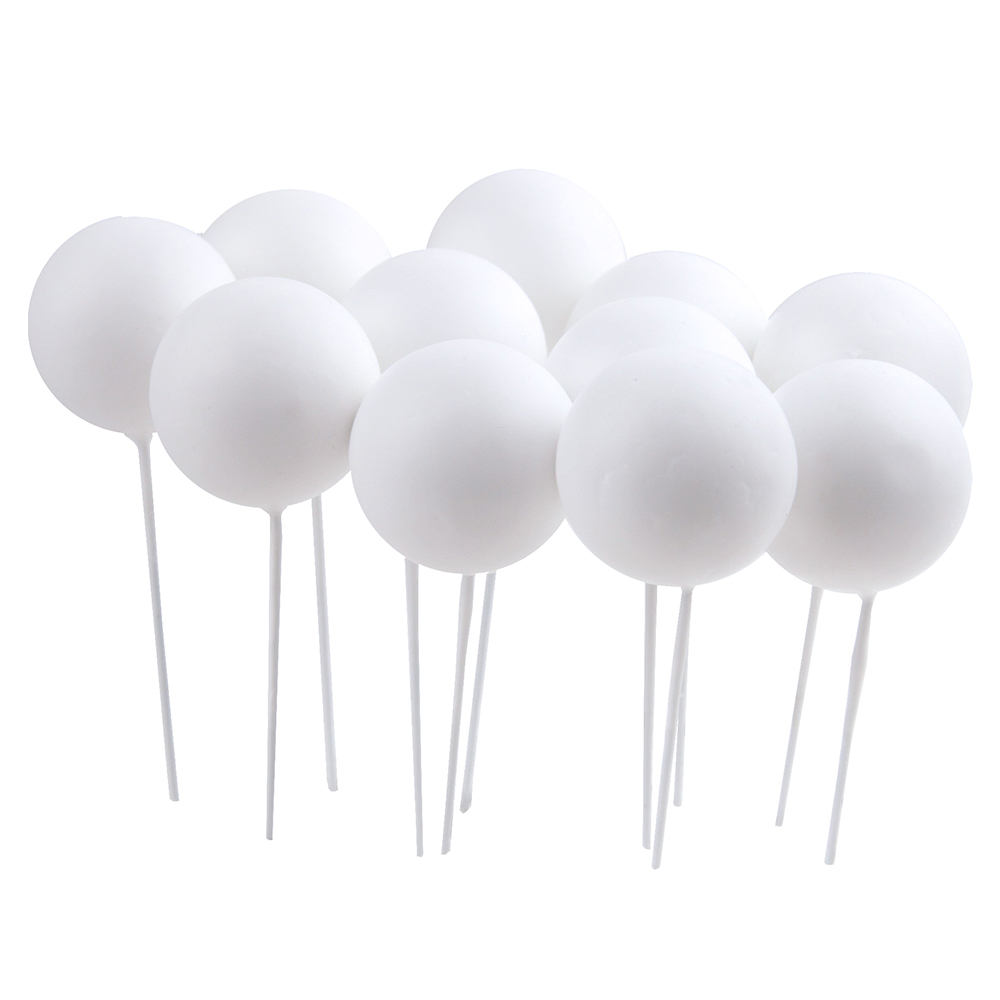 O'Creme 1.2" White Ball Cake Topper, Pack of 100