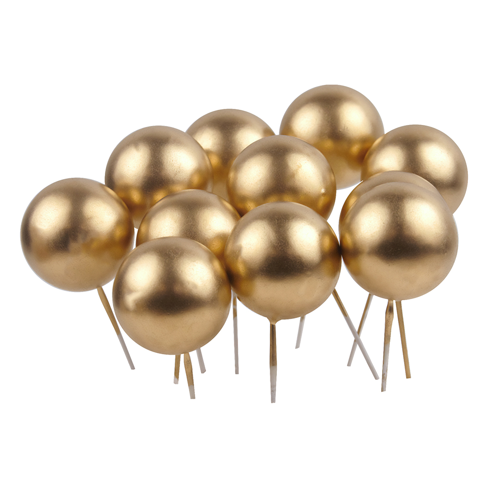 O'Creme 1.6" Gold Ball Cake Topper, Pack of 100