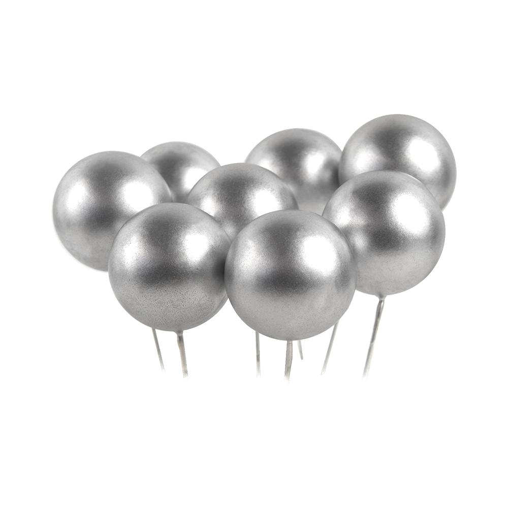 O'Creme 1.6" Silver Ball Cake Toppers, Pack of 100