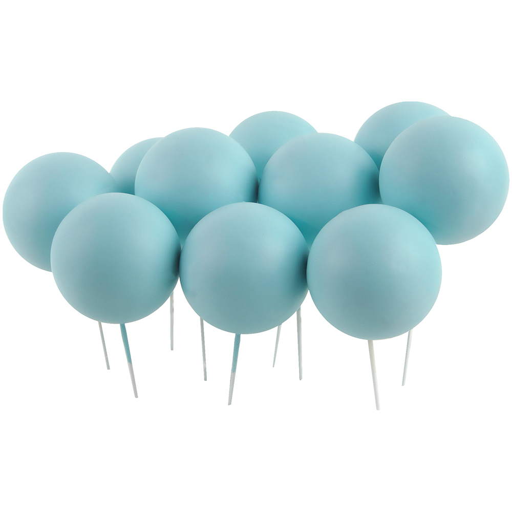 O'Creme 1.6" Light Blue Ball Cake Topper, Pack of 100