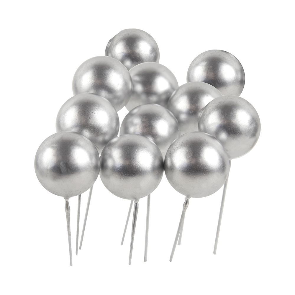 O'Creme 1" Silver Ball Cake Topper, Pack of 100