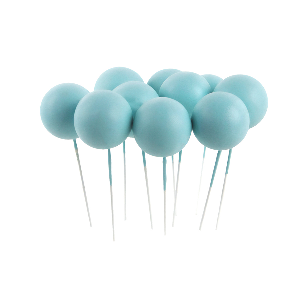 O'Creme 1" Light Blue Ball Cake Toppers, Pack of 100