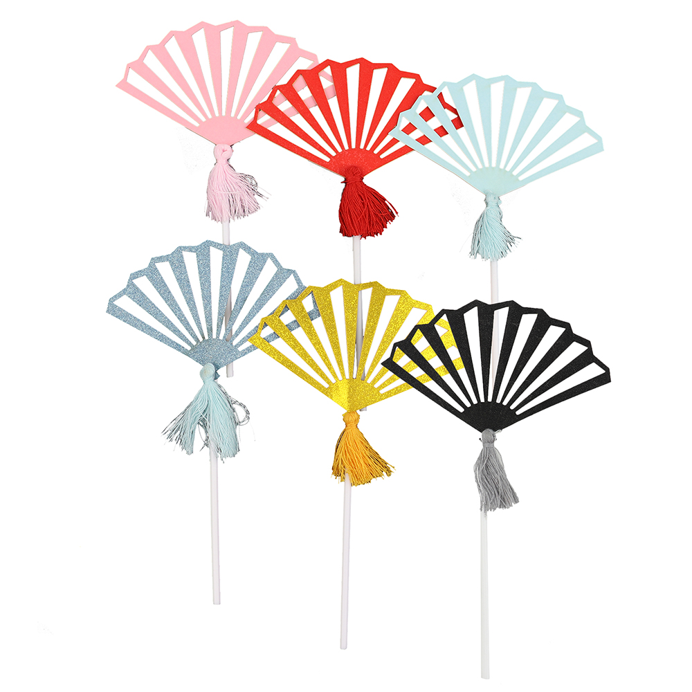 O'Creme Assorted Fan Cake Toppers, Pack of 9