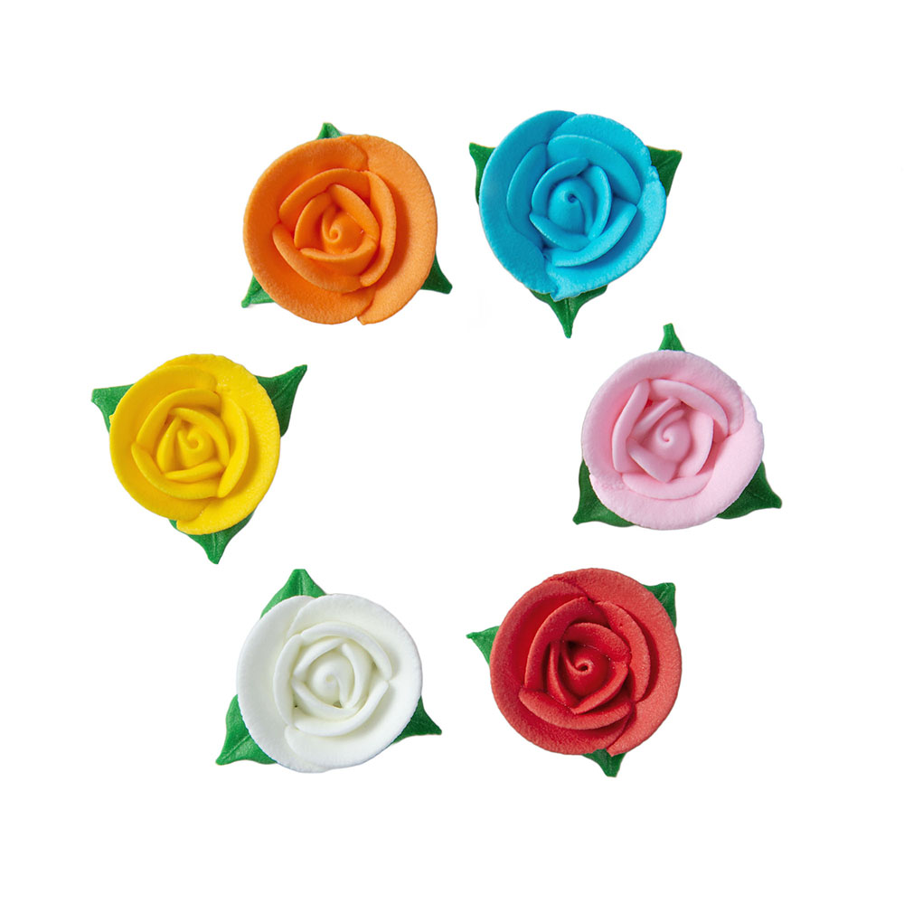 O'Creme Assorted Mini Roses Royal Icing Decorations, Set of 6
