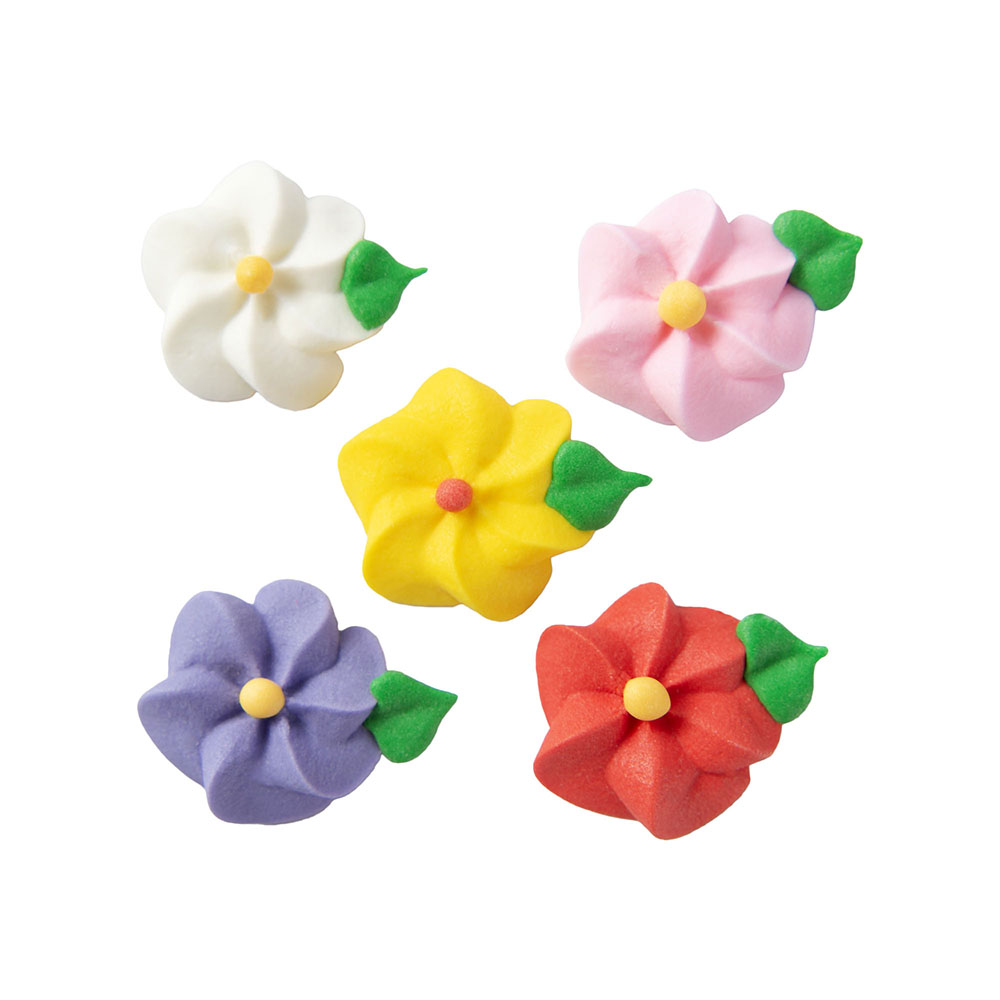 O'Creme Assorted Royal Icing Swirl Flowers, Set of 15
