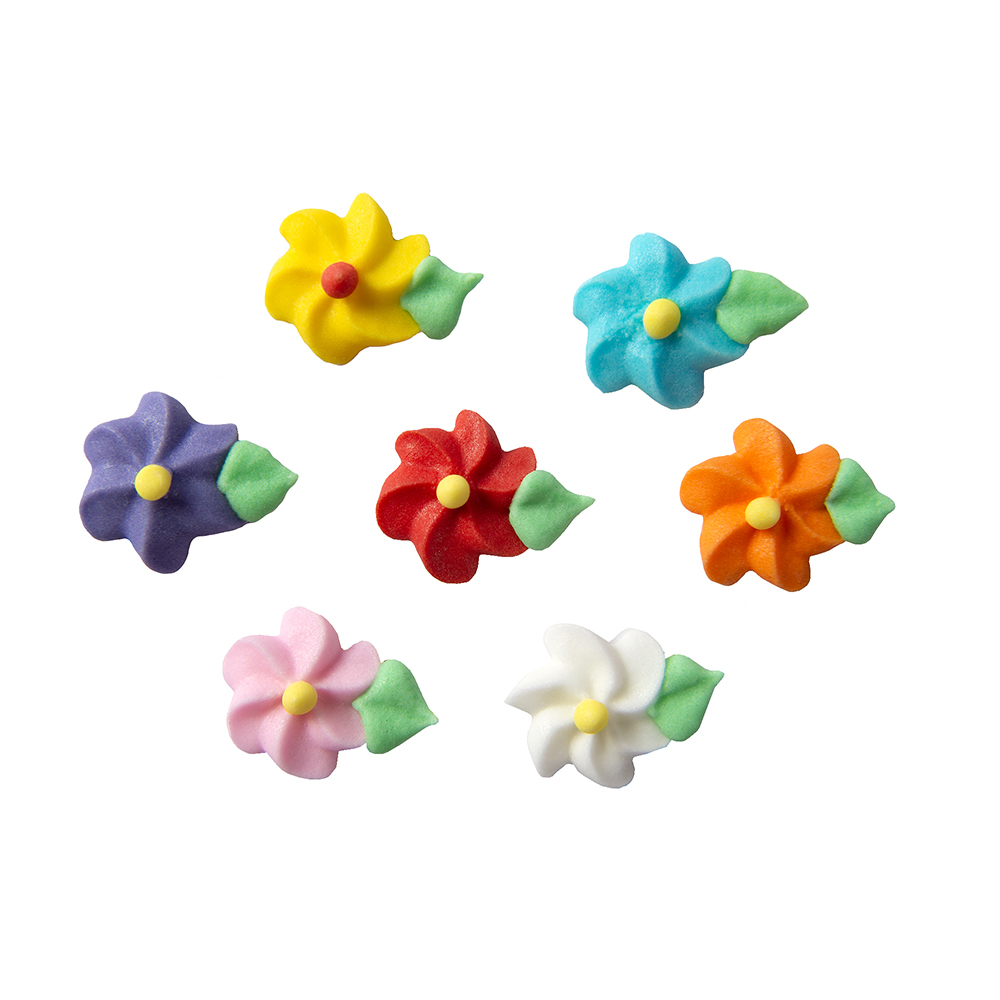 O'Creme Assorted Swirl Flower Royal Icing Decorations, Set of 24