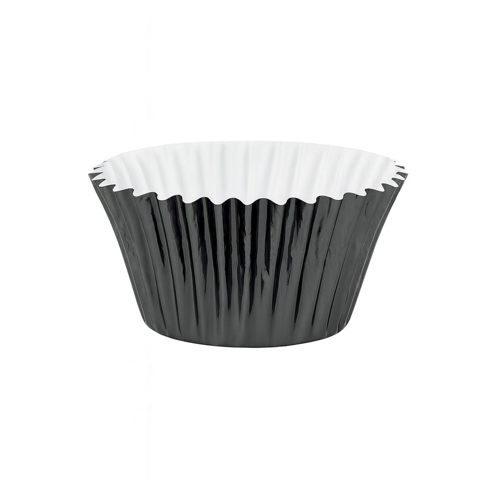O'Creme Black Mini Foil Cupcake Liners, 1.25" Diameter - Pack of 500