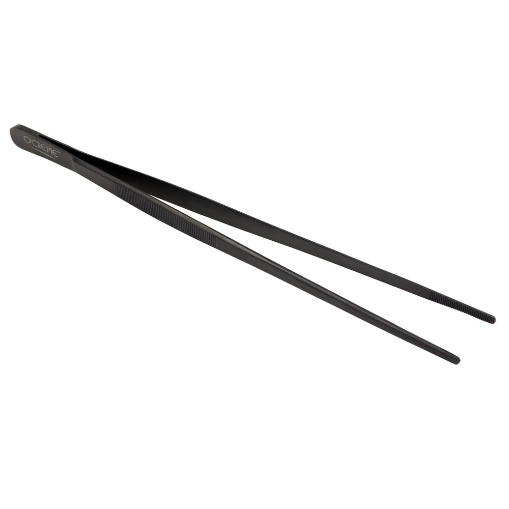 O'Creme Black Stainless Steel Straight Tip Tweezers, 12" 