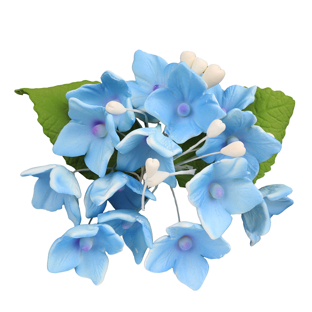 O'Creme Blue Hydrangea Spray Gumpaste Flowers - Set of 3