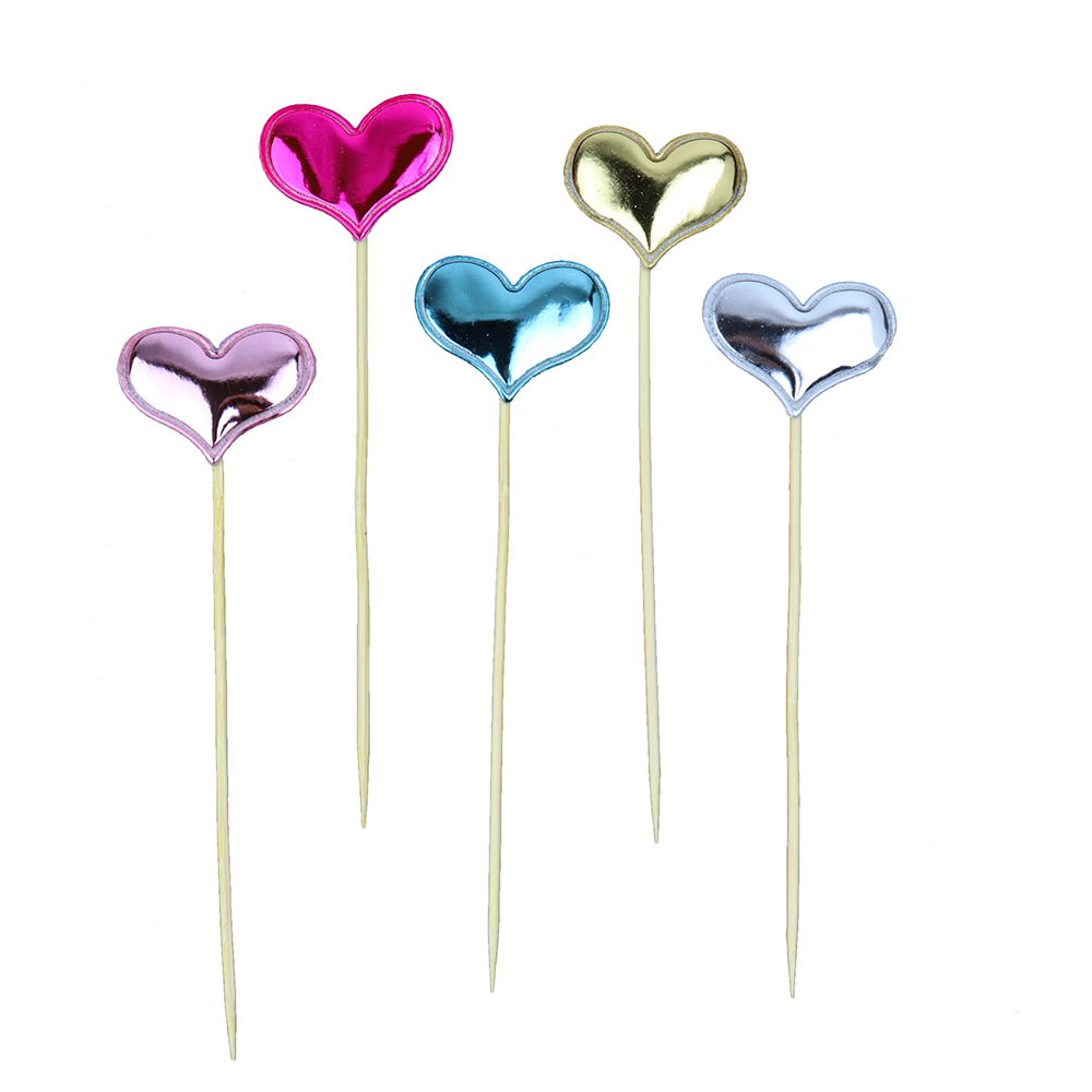 O'Creme Colored Heart Cake Toppers, Pack of 45