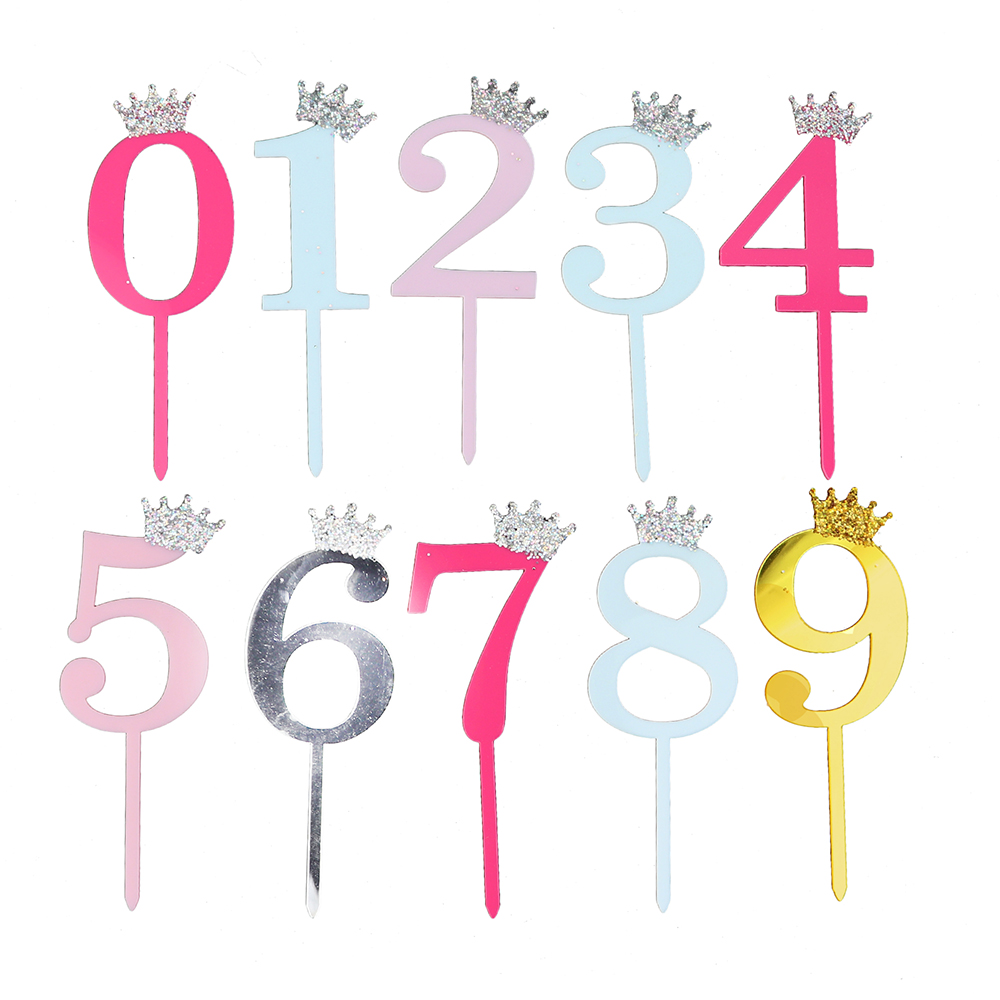 O'Creme Colored Numbers Cake Toppers, Set of 10